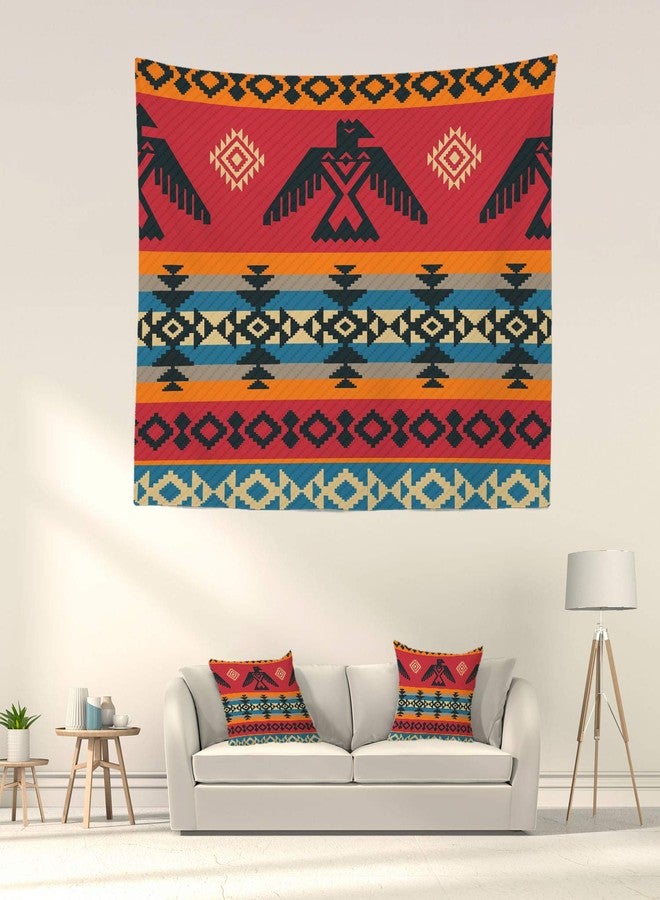 Batmerry Ethnic Geometric Tribal Tapestry, Native American Navajo Tribal Design Print Picnic Mat Hippie Trippy Tapestry Wall Art Decor for Bedroom Living Room, 51.2 x 59.1 Inches, Geometric - Image 4